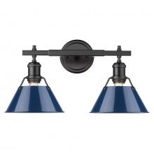  3306-BA2 BLK-NVY - Orwell BLK 2 Light Bath Vanity in Matte Black with Matte Navy shades